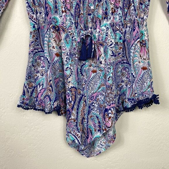 Victoria’s Secret Paisley Long Sleeve Off the Shoulder Playsuit Romper Size S - Picture 4 of 7